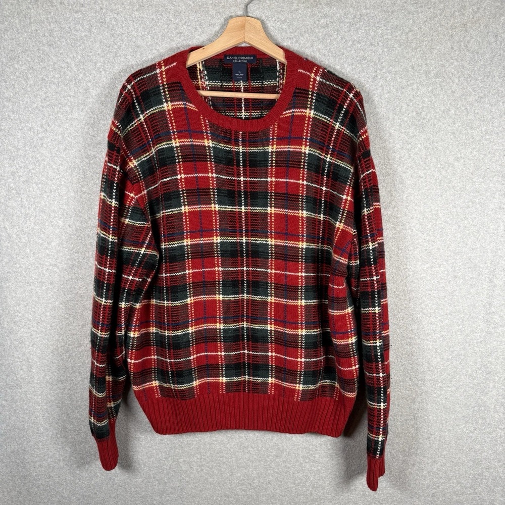Daniel cremieux sweater mens XL wool plaid 90s holiday casual